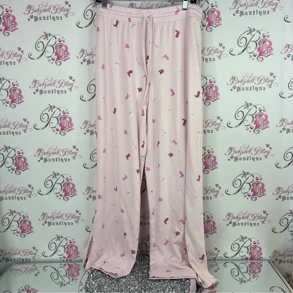 Miiyu pants cowgirl boots hat western rodeo Pink Women's Lounge Pants